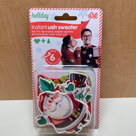 'Ugly Sweater Patches' Set of 6 Decorative Pin Patches NEW In Packaging! - Picture 1 of 5
